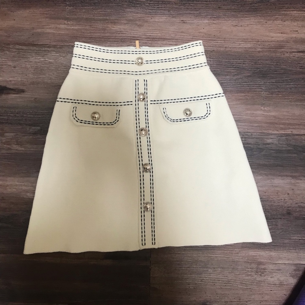 White and navy Maje skirt